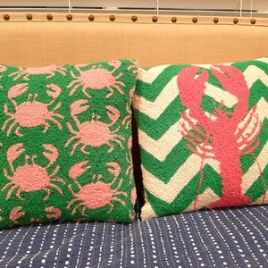 Set of TWO Unique Nautical Nubby Pillows